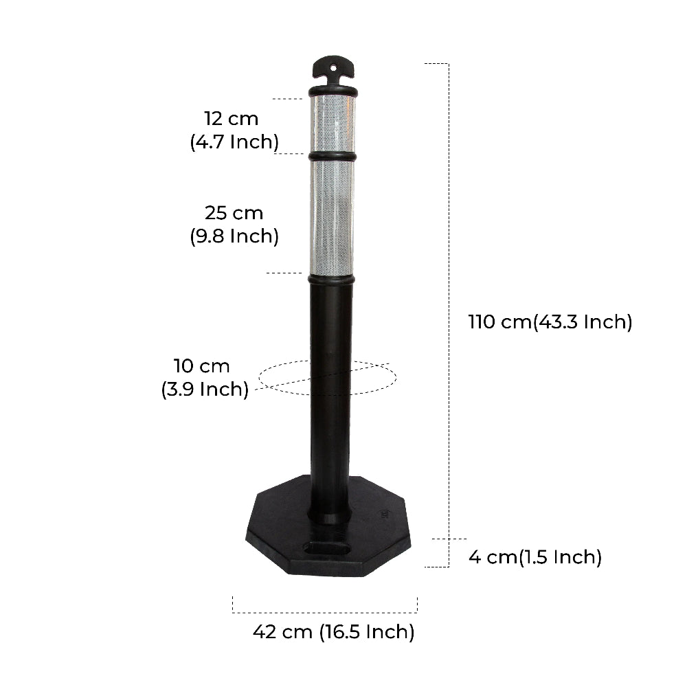 Black stand with measurements