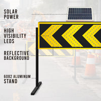 1200mm yellow arrow solar traffic sign with stand for temporary traffic control