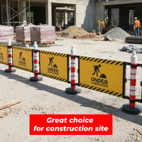120×75CM safety sign board with post barrier set for traffic and pedestrian guidance