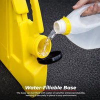 High visibility yellow expandable barrier 2.3m water filled for safety zones