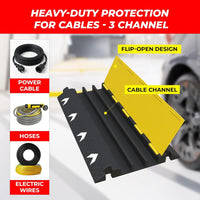 3 channel floor cable ramp 1 meter black and yellow for protecting cables and hoses