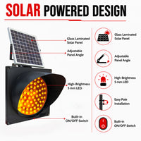 300mm yellow solar LED blinking warning light for high visibility safety zones