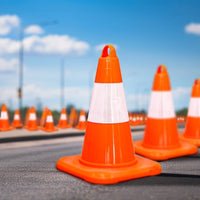 Durable 32CM orange PVC traffic cone with reflective safety band
