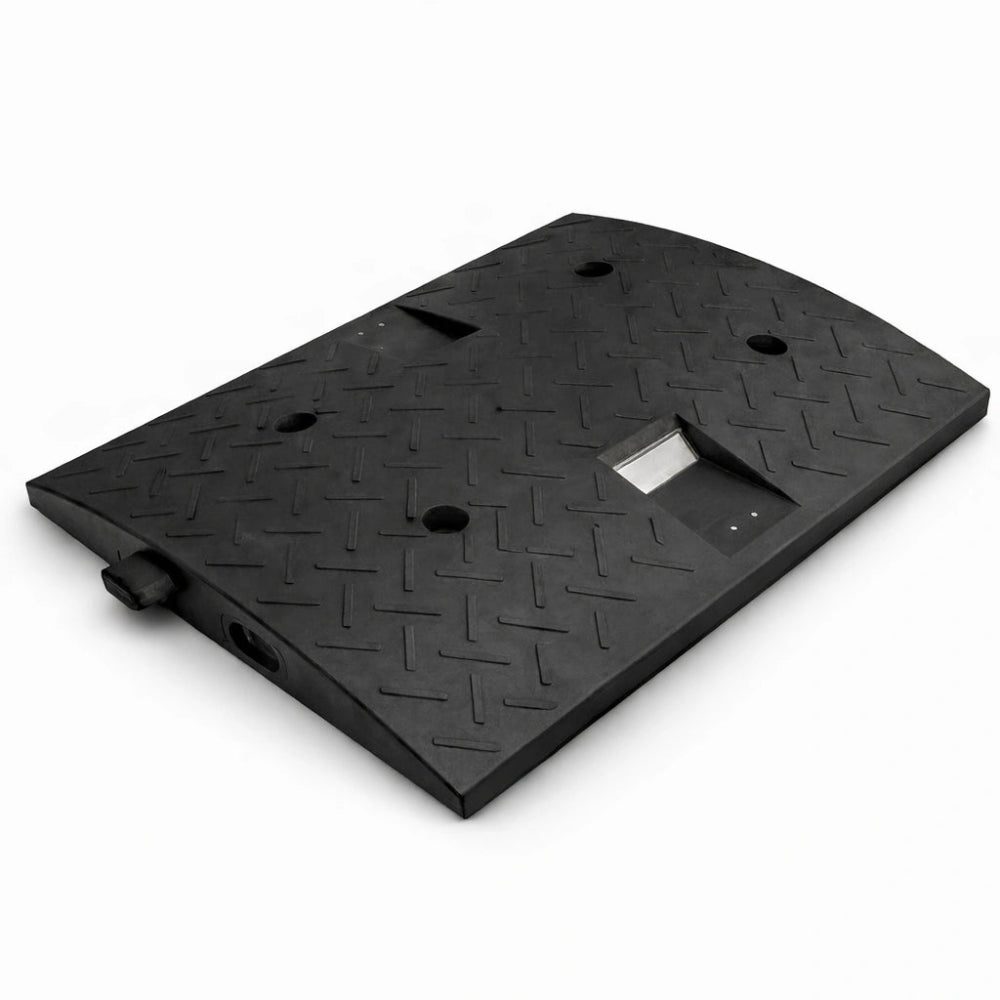 Black PVC 50CM road hump with reflective strips for vehicle speed reduction