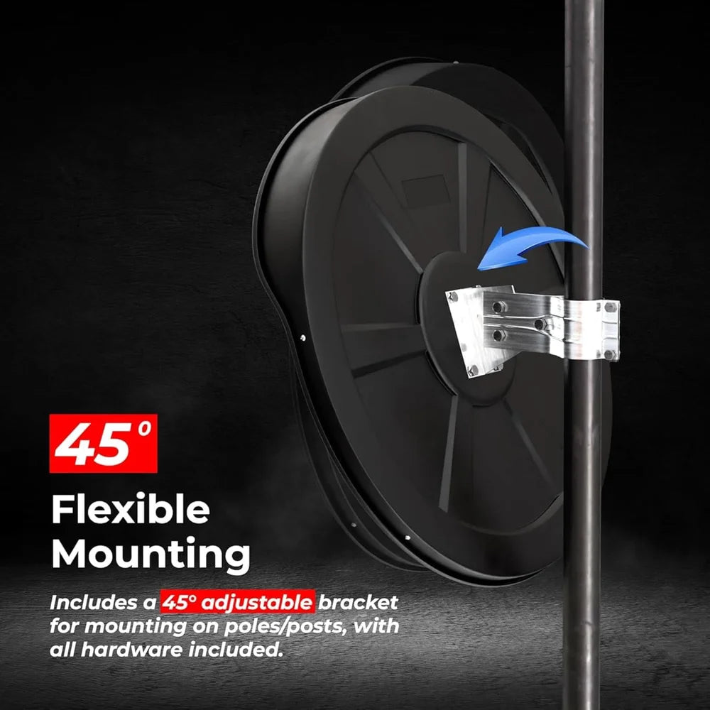 Outdoor 60cm black convex safety mirror for parking and road safety