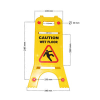 64cm yellow wet floor warning sign with double-sided caution message for safety