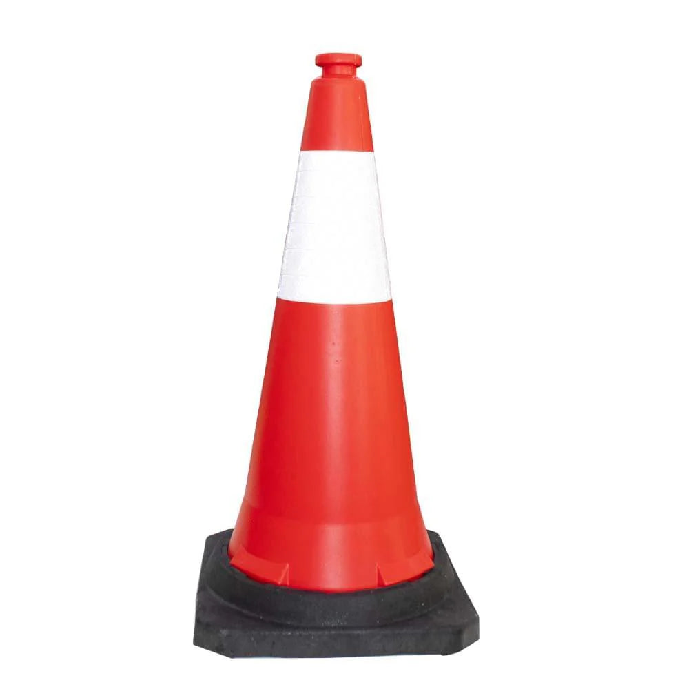 75CM red traffic cone with PE base, durable for road safety, parking, and construction zones
