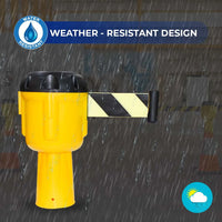 9 meter yellow black retractable barrier tape for traffic cones and safety zones