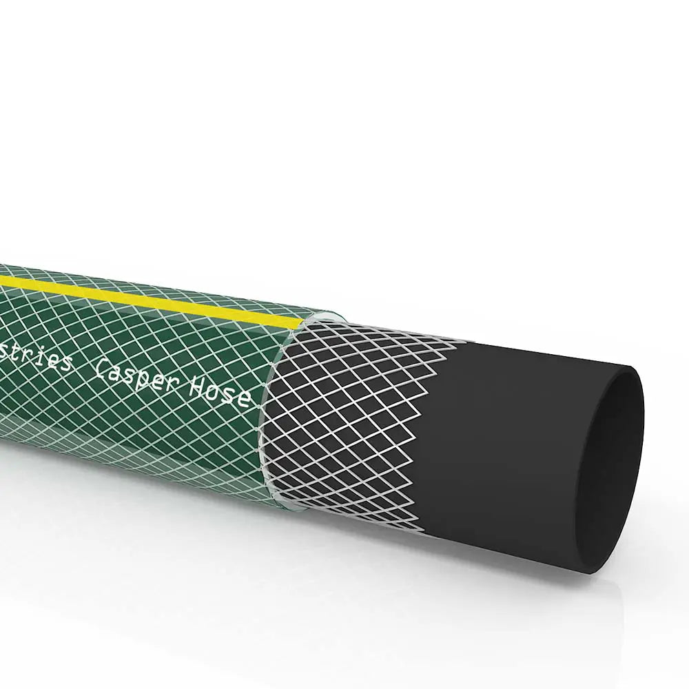 Green and black hose with a yellow stripe