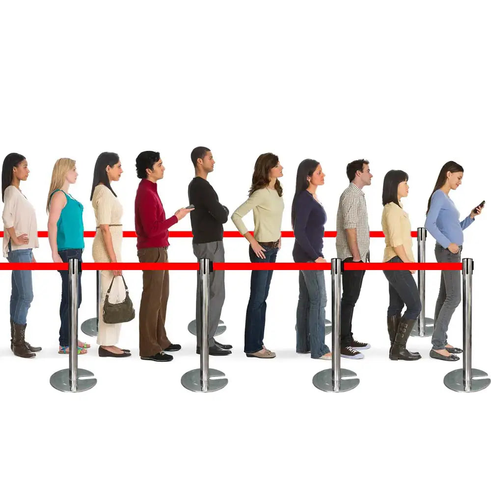 Queue Barrier with Metal Base