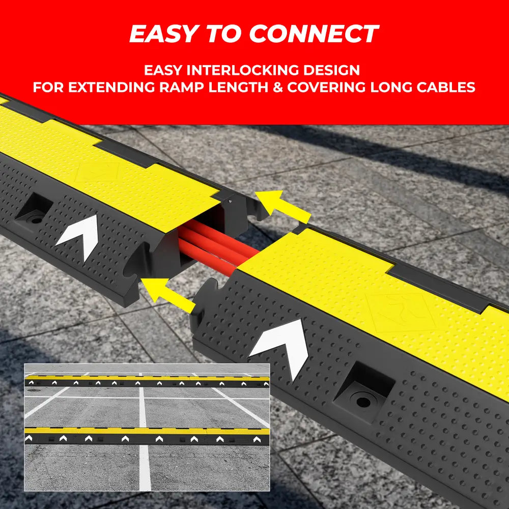 Ramp with interlocking design for extending length and covering cables,