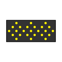 Rectangular black Warning sign with yellow dots on a white background
