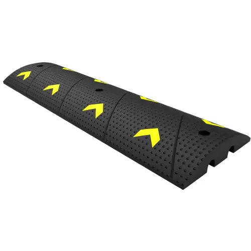 Black rubber speed ramp with yellow arrows
