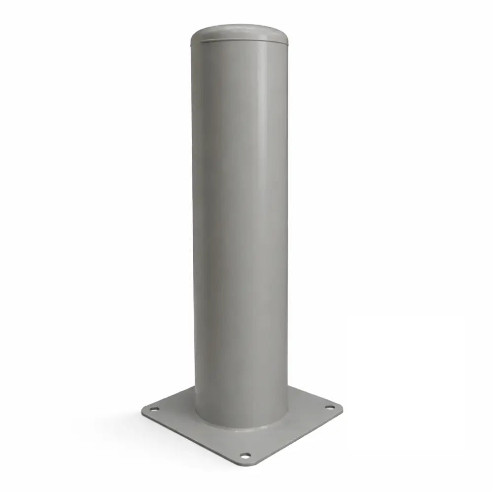 Metal bollard with a square base