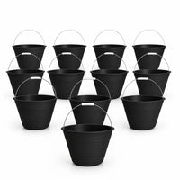 Black 8L PVC utility bucket pack of 12 for cleaning, storage, and commercial use