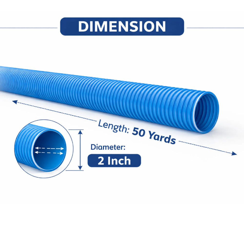 Blue pipe with dimensions labeled on a white background