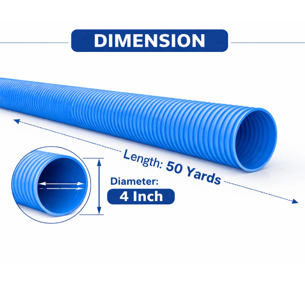 Blue pipe with dimensions labeled on a white background