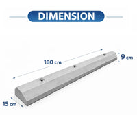 Parking block with dimensions labeled on a white background
