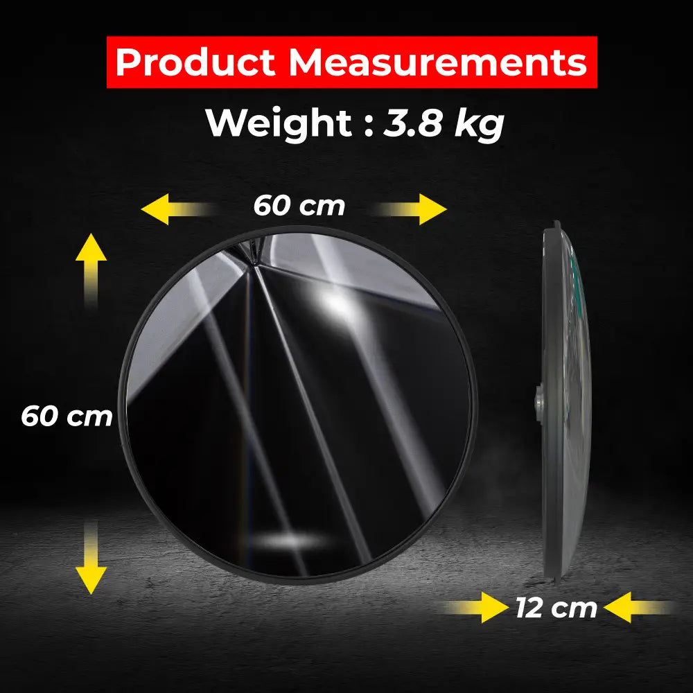 Measurement chart of a round product with dimensions