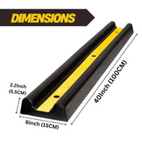 Dimension Black rubber wall guard with yellow reflective strip
