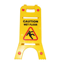Double-sided yellow wet floor safety sign 64cm for offices, malls, and cleaning areas