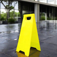 Dual-sided foldable yellow floor standing safety sign