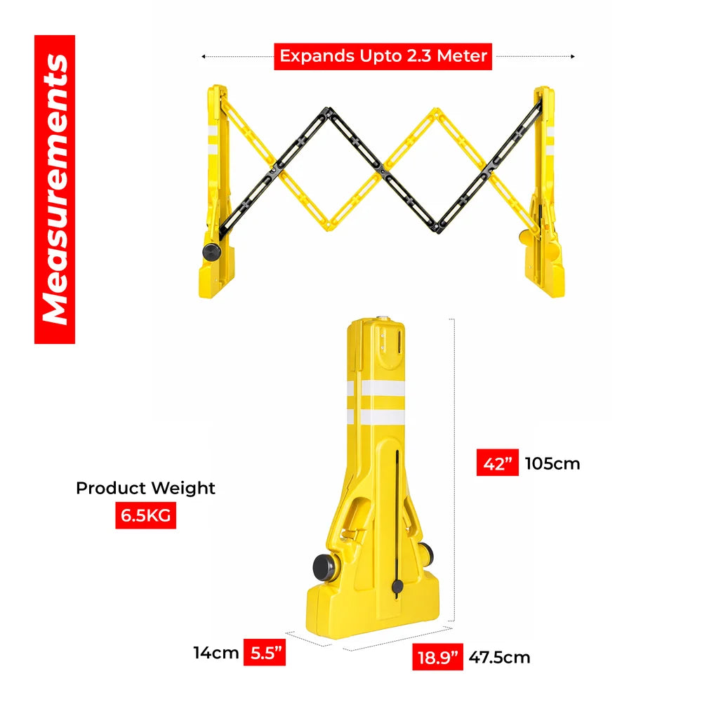 Expandable 2.3m road safety barrier yellow plastic water filled design