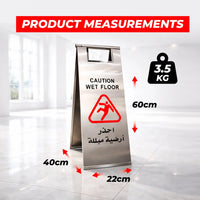 60cm foldable stainless steel wet floor caution sign for indoor safety