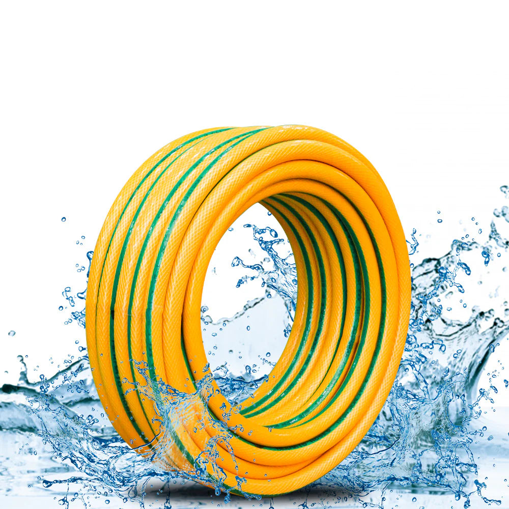 50m reinforced garden water hose, 1 inch, yellow, ideal for lawns and gardening