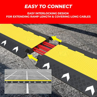 Heavy duty 1 meter cable cover ramp 3 channel black yellow for outdoor use