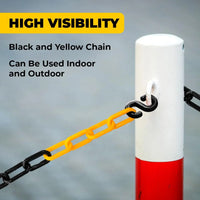 Heavy duty Berry 6mm plastic chain 25m yellow black for outdoor safety use