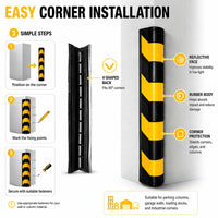 Heavy duty 80cm black and yellow rubber corner guard for commercial use