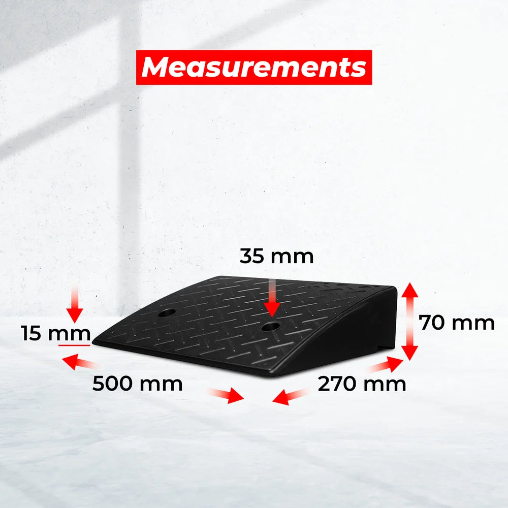 Heavy duty rubber curb ramp for wheel access and parking support