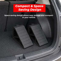 Heavy duty 3.1kg rubber wheel chock for preventing vehicle movement on slopes