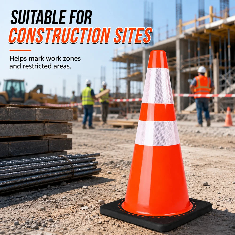 70cm orange PVC traffic cone with durable black base for traffic management