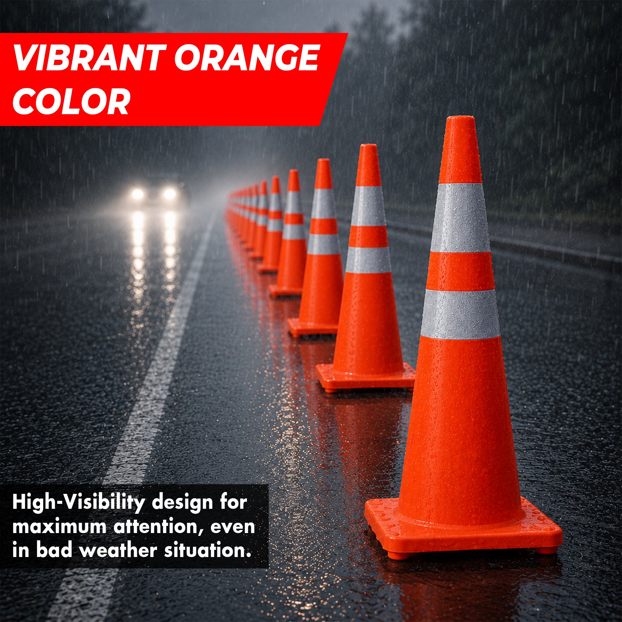 90cm orange PVC traffic cone for hazard marking and traffic management