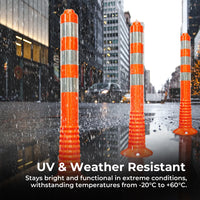 Orange 75cm traffic post with 110mm base for construction and safety zones