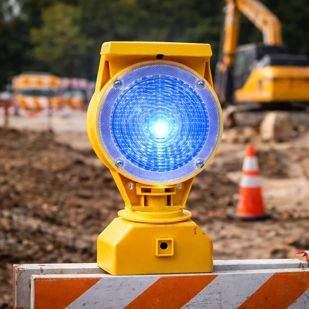 Outdoor solar light bracket red blue for safety and warning systems