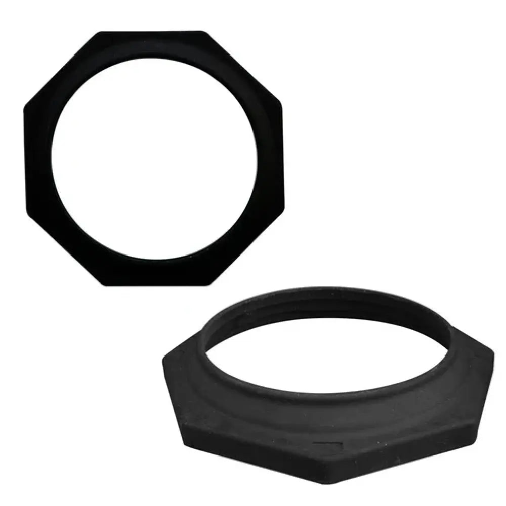Two black octagonal rubber base