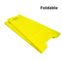 Portable foldable yellow floor safety sign with handle