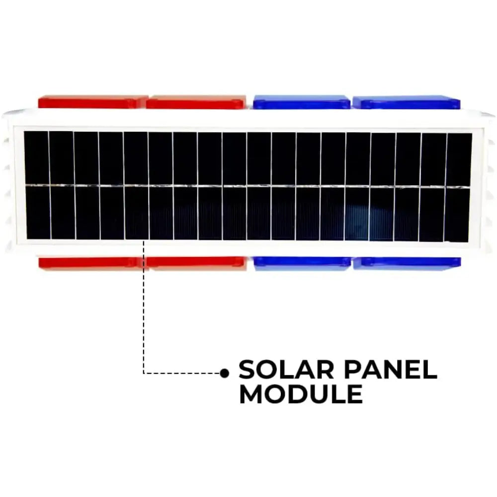 Portable red and blue solar LED strobe warning light for outdoor safety