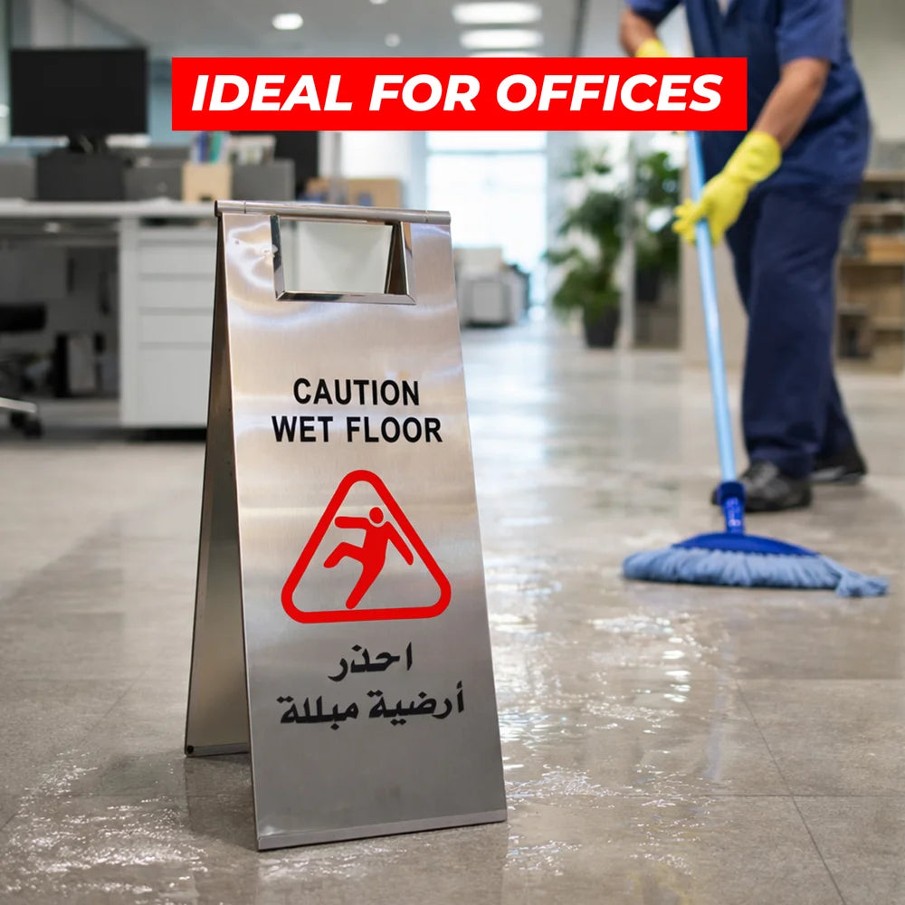 Portable 60cm stainless steel foldable wet floor sign for quick setup