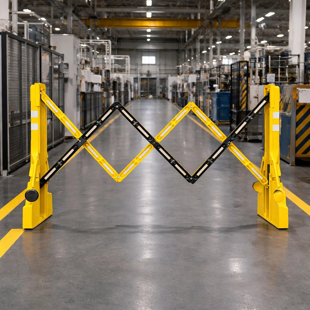 Plastic expandable safety barrier 2.3m yellow for construction and road use