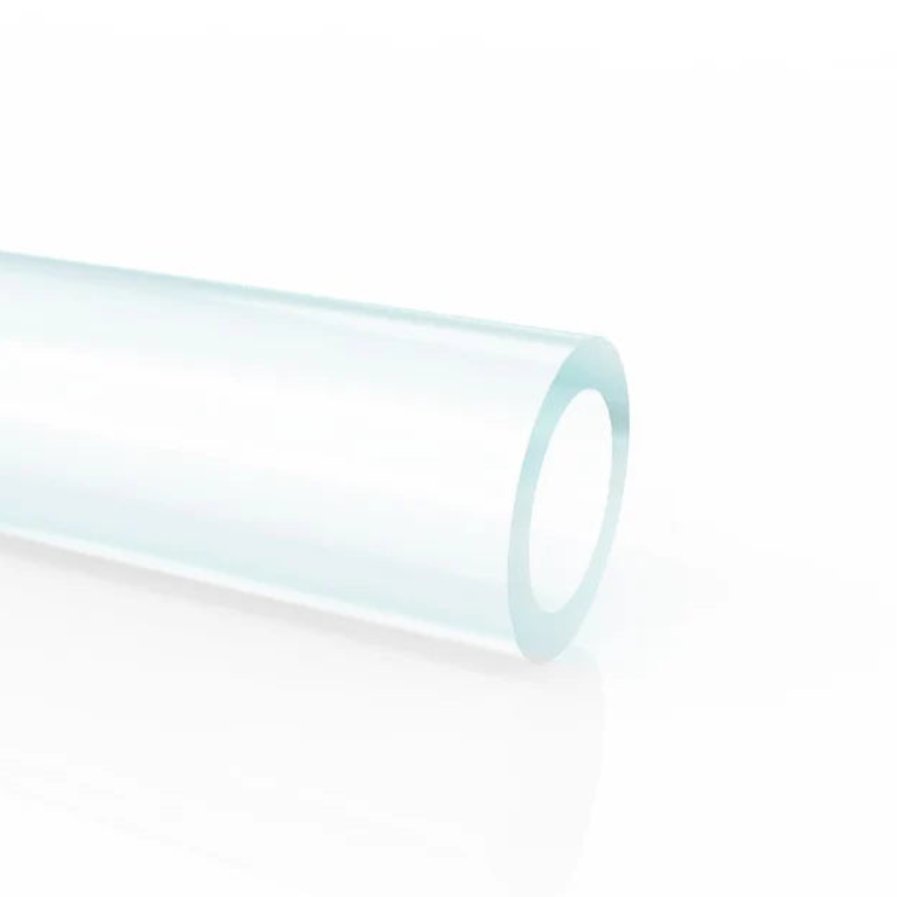 Clear plastic tube on a white background