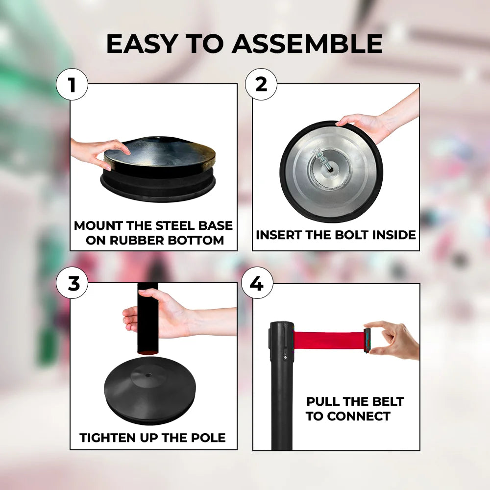 Step-by-step assembly instructions for queue barrier