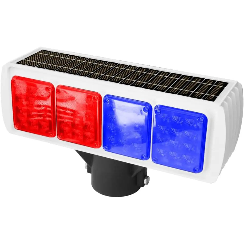 Solar powered red and blue LED strobe warning light for traffic control