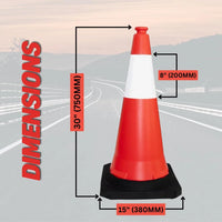 Red 75cm traffic cone with PE base for construction and parking safety