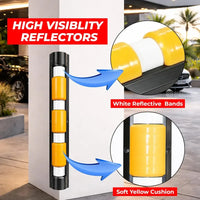 High visibility reflectors with white reflective bands and soft yellow cushion on a white background.