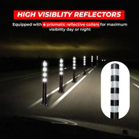 Durable 100CM PU flexible delineator post in black with reflective bands