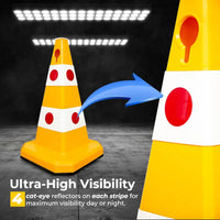 62cm yellow reflective traffic cone Evelux for high visibility safety use
